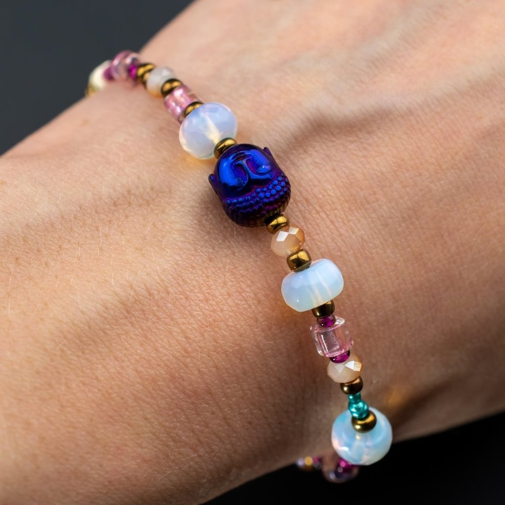 Colorful multi bead bracelet, mismatched stone handmade jewelry